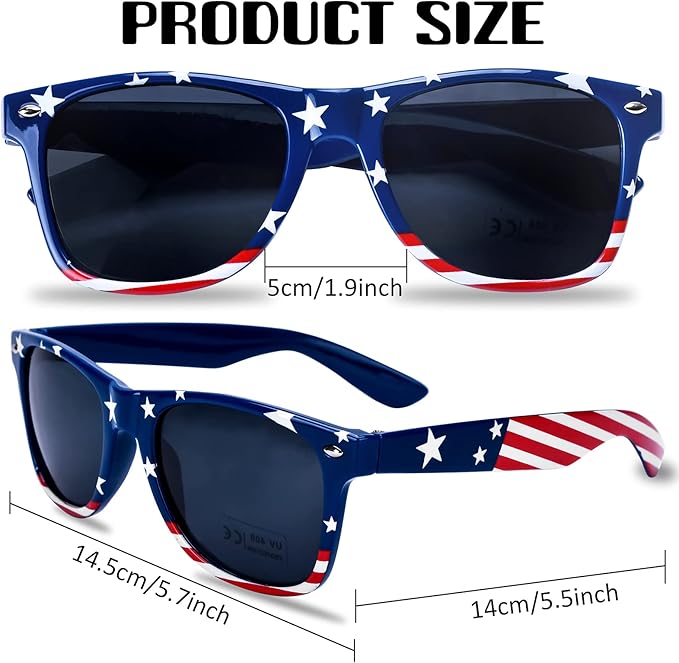 Donse 3 Pairs American Flag Sunglasses - 4th of July Accessories USA Flag Classic Sunglasses for Women Men Teens Patriotic Party Favors Supplies Independence Day Memorial Day 4th of July Decorations