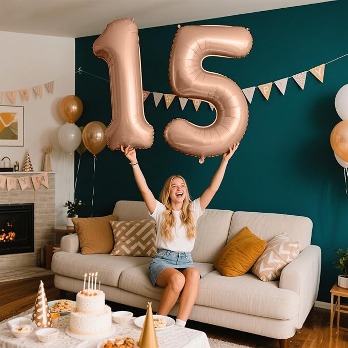 40 Inch Caramel Balloon Number 1 First Birthday Jumbo Mylar Foil Helium Balloon for 10 21 31 Birthday Digital for Birthday Party Wedding Anniversary Party Decorations