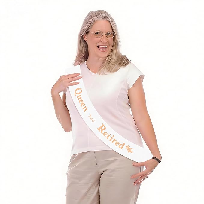 Retirement Party Decorations Gifts For Women Retirement Sash The Queen Has Retired Sash Party Favors Supplies White Glitter