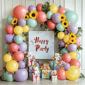 Dusty Green Purple Yellow Coral Balloons Arch Kit, Double Stuffed Sage Fog Green Pastel Yellow Red Light lavender Balloon Garland Kit for Birthday Floral Easter Spring Summer Party Decor