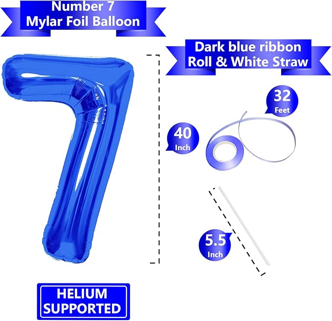 Number Balloons Navy Blue Balloons - Giant Number 10 Balloon, 10 20 30 40 50 Numbers Balloon Birthday Decorations, Blue Party Supplies for Boy Men