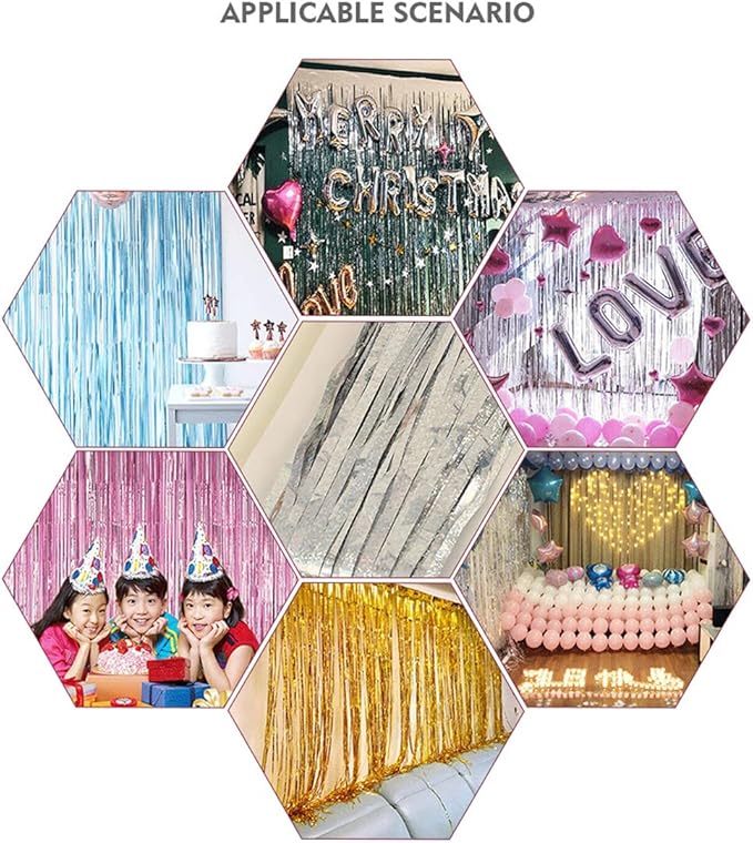 3 Pack Backdrop Curtains Party Decorations, Fringe Streamers Tinsel Backdrop Fringe Backdrop Party Backdrop Birthday Decorations, Party Décor Disco Party Decorations (3.3‘ x 6.6’, Silver)