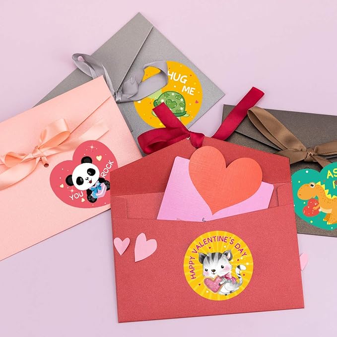 Fancy Land 600 Valentines Sticker for Kids Heart Animal Sticker for Valentine’s Day Party Decoration