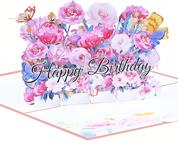 Steelhill 3D Pop Up Cards,Birthday Card,Valentines Day Gifts Cards for Kids School,Greeting Cards with Envelope for Mother's Day Thinking of You Card for Wife,Girlfriend,Friends(Birthday card)