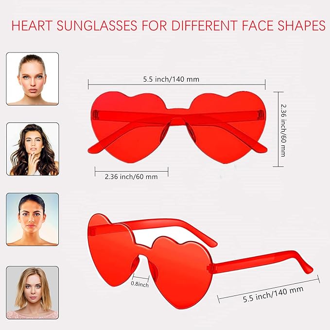 Heart Glasses Heart Shape Sunglasses for Valentine Mardi Gras Summer Women's Party Favor