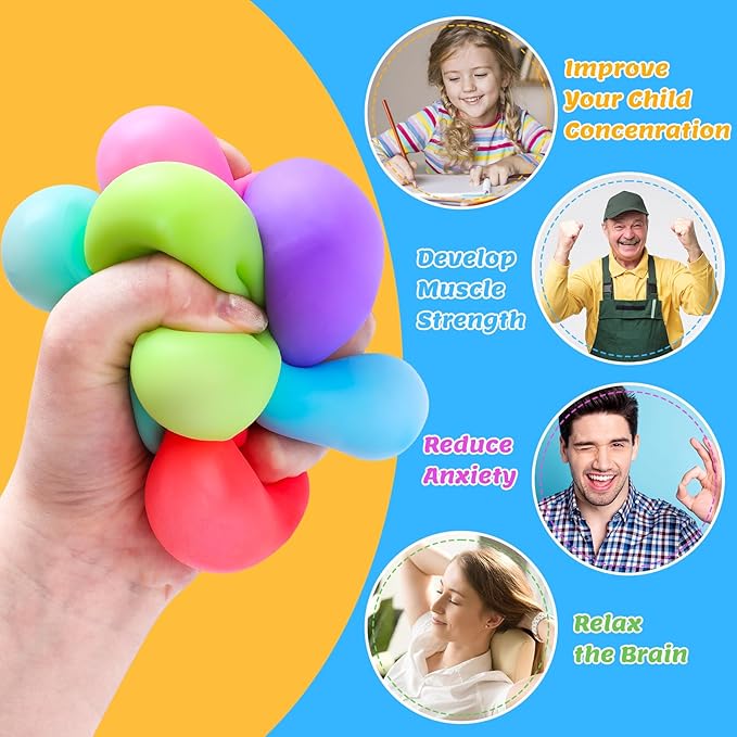 36 Pack Slow Rising Stress Cube, Dough Stress Balls Squishy Fidget Toys Bulk for Anxiety Relief, Soft Fidget Cube, Pull Stretch Squishy Toys for Classroom Prize, Party Favors for Kids Adults