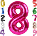 40 Inch Hot Pink Number 8 Balloon, Giant 8 Number Balloons for 8th Birthday Decorations, Party Supplies for Baby Boy Girl, Hot Pink Party Decor