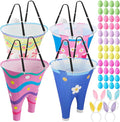 4 Sets Easter Granny Pants Outdoor Games, Giant Granny Cute Pants with Egg Balls & Bunny Ear Headbands, Funny Spring Yard Tossing Game for Adults Family Party Gathering (Various Style)