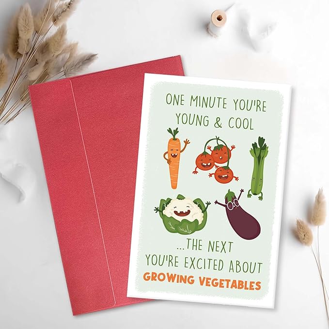 Funny Gardener Birthday Card for Woman Man, Humorous Birthday Card for Family Friend, Witty Retirement Gift for Gardening Lover, Grow Your Own Vegetables