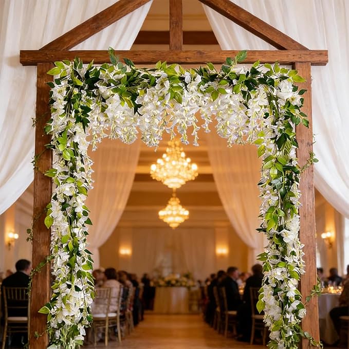 5 Pcs Wisteria Garland Artificial Flower Arch Floral Garland Decor Fake Hanging Flowers for Wedding Arch