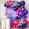 Hot Pink Purple and Nave Blue Baloon Garland Arch Kit, 141Pcs Latex Balloons Different Sizes 18 12 10 5 inch for Graduation Birthday Wedding Engagement Party Decorations