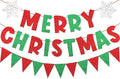 Merry Christmas Banner Red Green Glitter,Christmas Pennant Banner Triangle Flag,Christmas Party Decorations,Xmas Decorations,Xmas Home Office Party Fireplace Mantel Decorations