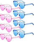 Frienda 8 Pairs Heart Shaped Sunglasses for Women Rimless Heart Glasses Candy Color Sunglasses for Party Favor