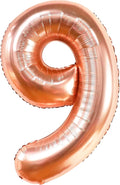 KatchOn, Rose Gold Number 9 Balloon - 40 Inch | Foil 9 Birthday Balloon for 9th Birthday Decorations | 9th Anniversary Decoration | Rose Gold Party Decoration