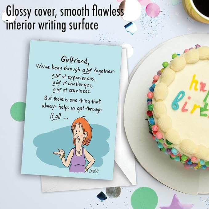 NobleWorks - 1 Funny Women's Birthday Card with Envelope - Cartoon Humor, Stationery Bday Celebration Card for Wife, Women - A Lot Together C3339BDG