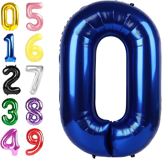 40 Inch Balloons Number, Navy Blue Balloons for Birthday Party Decoration, Foil Number 0 Ballon for 0, 10, 20, 100, 2026 Celebration, Birthday, Baby Shower, Anniversary Decor