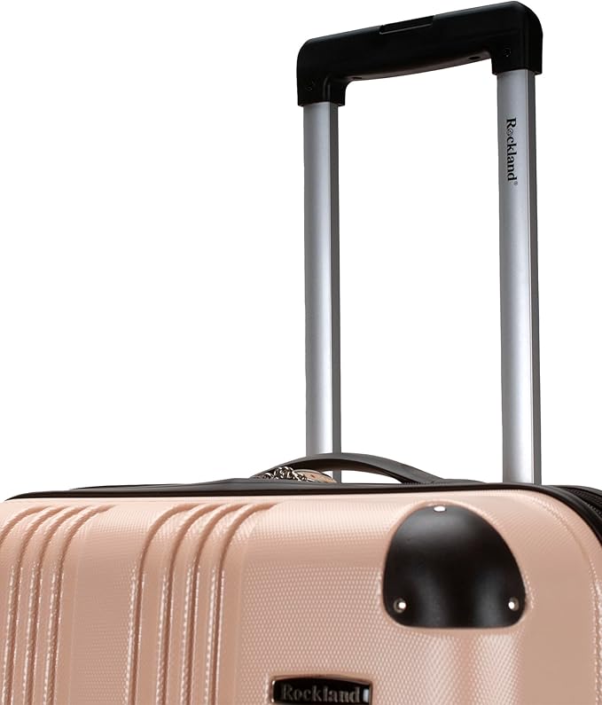 Rockland London Hardside Expandable Spinner Wheel Luggage, Checked Large 28", Champagne
