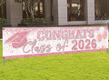 Pink Graduation Party Decorations Class of 2026 Banner Congrats Grad Rose Gold Graduation Yard Sign Banner for High School College Party