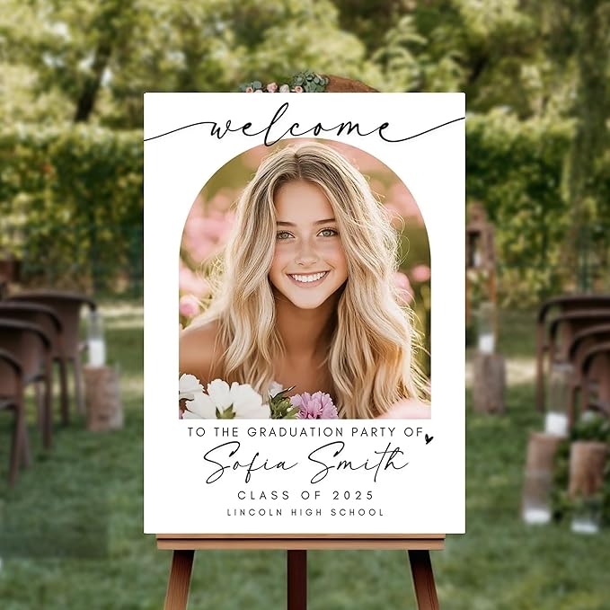 Graduation Party Welcome Sign Template, Photo Graduation Welcome Poster, Modern Minimalist Graduation Welcome Sign, Grad Sign With Picture