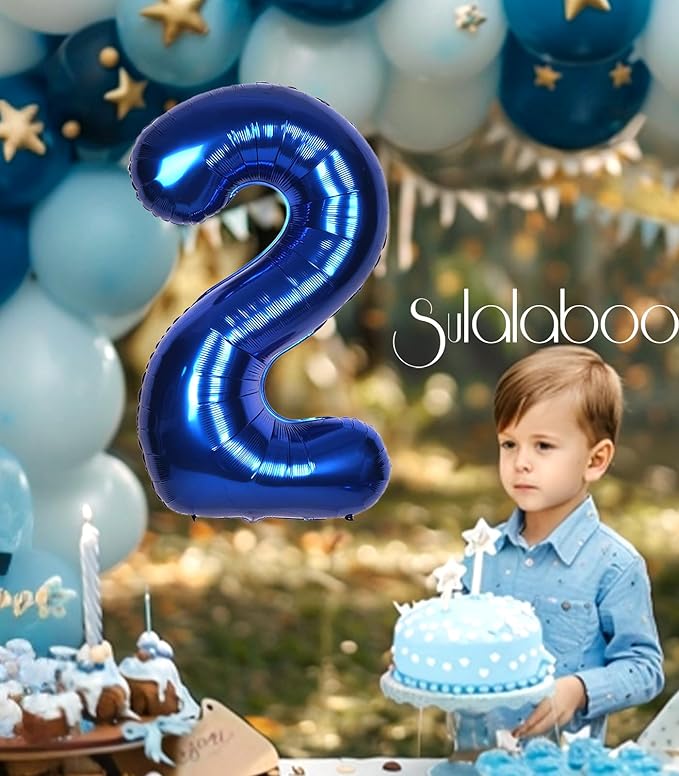 40Inch Navy Blue 2 Balloon Number Large Helium Royal Blue Number Balloons 0-9 Giant Digital 2nd Foil Mylar Big Party Balloon for Boy Birthday Party Anniversary Graduation Decorations