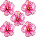 5Pcs Tropical Hibiscus Foil Balloons, Pink Hibiscus Flowers Balloon for Magic Theme Summer Hawaiian Luau Aloha Birthday Party Decorations