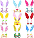 18PCS Easter Headbands Set – Bunny Ears & Glasses Frame Kit with Chick Egg Decor, Party Favors Photo Booth Props for Kids Adults