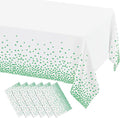 misaya 6 Packs Dot Disposable Table Cloth, 54 x 108 Inch Waterproof Plastic Tablecloth, Rectangle Green Dots in White Table Covers for Easter, Picnic, Birthday, Party