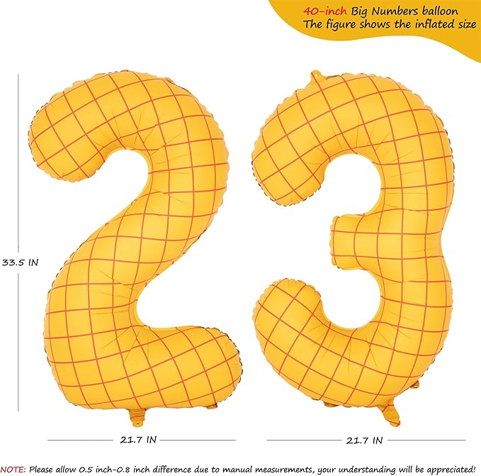 40-Inch Large Number Balloon Toy Inspired Story Matte Yellow Birthday Balloon Western Rodeo Party Supplies Boy Girl Story Anniversary Kids Birthday Party Cowboy Farm Themed Baby Welcome Decorations