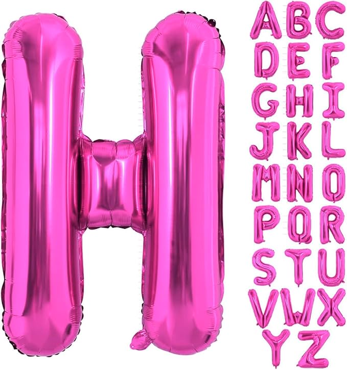 40 Inch Large Hot Pink Letter H Balloons Alphabet H Letter Balloons Foil Mylar Letter A Balloons for Birthday Party Anniversary New Year Graduation Wedding