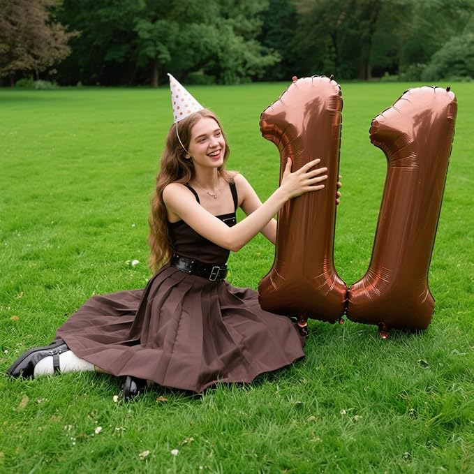 40 Inch Dark Brown Balloon Number 11,Chocolate Jumbo Mylar Foil Helium Balloon for 11th Digital Balloons for Birthday Party,Wedding Anniversary Party Decorations