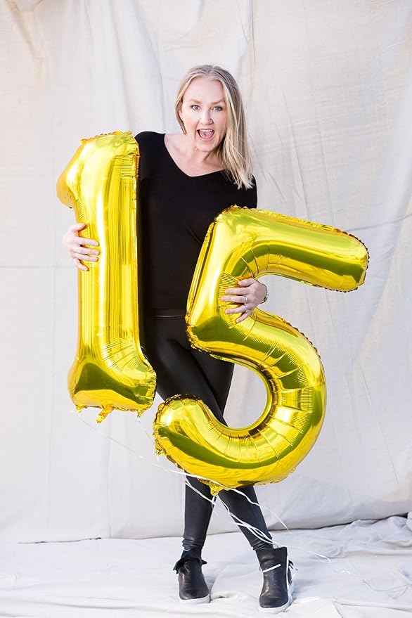 Gold Number 14 Balloon 40 inch, 14 Number Balloons, 14th Gold Birthday Decorations, 14 Year Old Girls Boys Golden Party Supplies