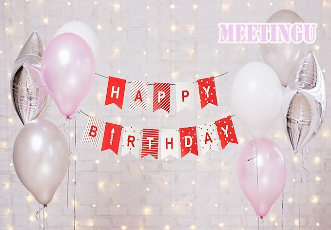 Red Happy Birthday Banner,Birthday Bunting Banner for Party Decorations
