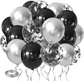 Black and Silver Confetti Balloons, 60pcs 12 inch Silver Metallic Chrome Latex Balloons and Black Latex Balloons for Birthday Wedding and Graduation Party Decorations