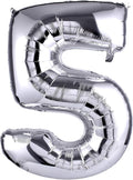 40 Inch Large Foil Helium Number Balloon Birthday Wedding Party 0-9 (Silver, 5)