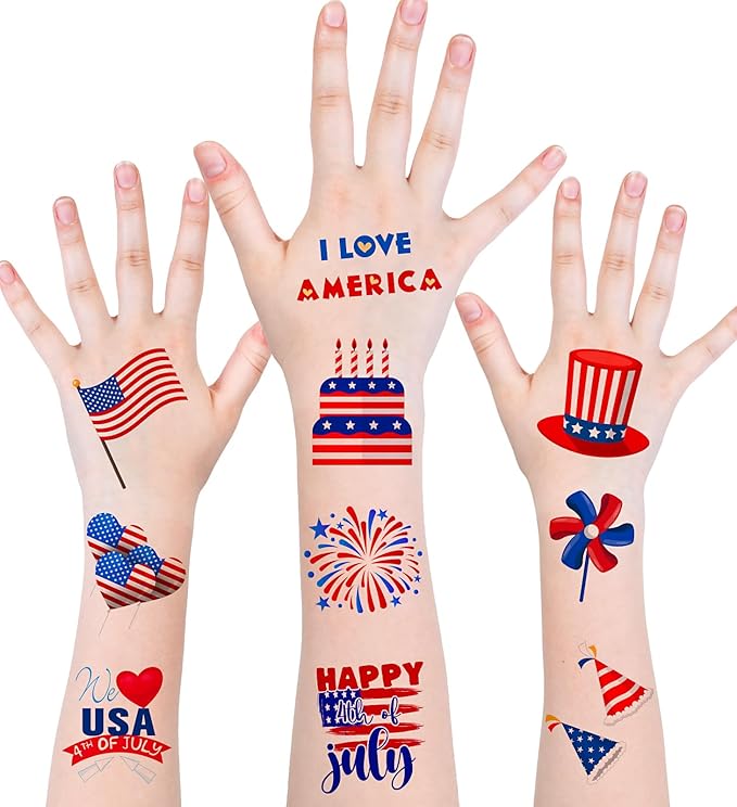 4th of July Outfits for Women - 4th of July Temporary Tattoos, 120 PCS USA Flag Patriotic Tattoos, USA Flag, Fireworks, Eagle, Statue of Liberty, Independence Day, Memorial Day