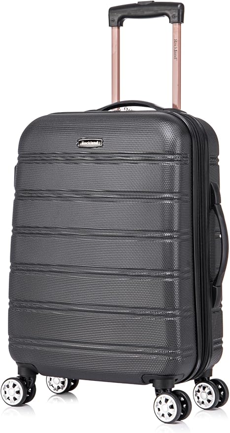 Rockland Melbourne Hardside 2 Piece Expandable Spinner Wheel Luggage Set, Carry-On 20" and Tote 14", Black
