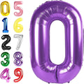 Purple Number Balloons for Birthday Party Decoration, 40 Inch Foil Number 0 Ballon for 0, 10, 20, 100, 2026 Celebration, Birthday, Baby Shower, Anniversary Decor