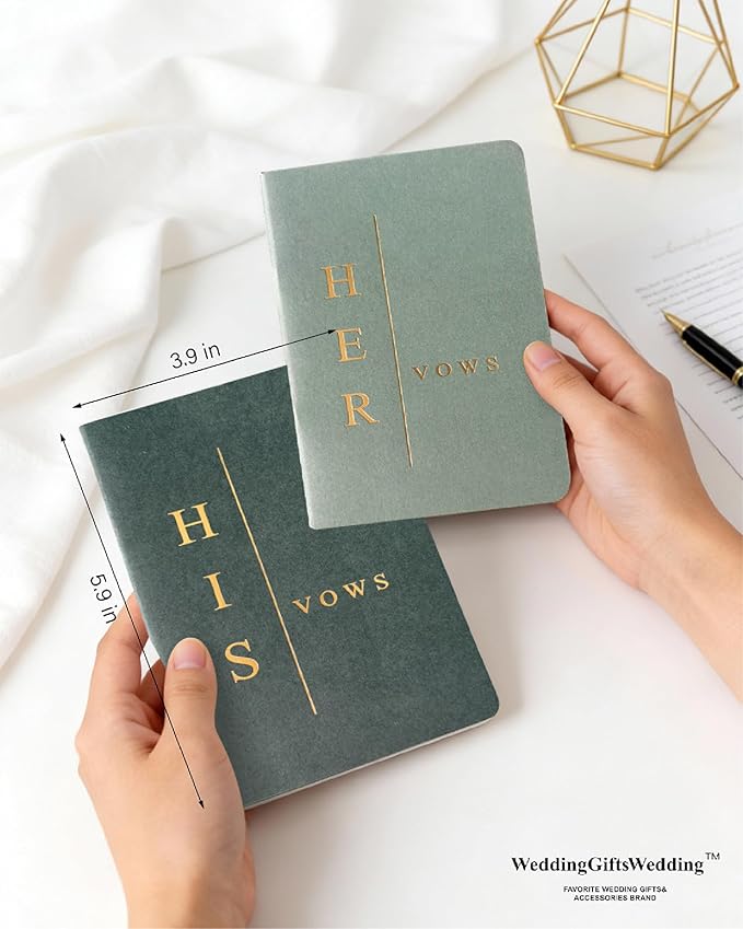 Vow Books His and Hers, Wedding Vow Books with Soft Touch Gold Foil Engraving, Wedding Essentials, Wedding Accessories