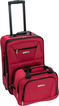 Rockland Fashion Softside 2 Piece Luggage Set, Expandable, (14" Tote/19" Upright), Red