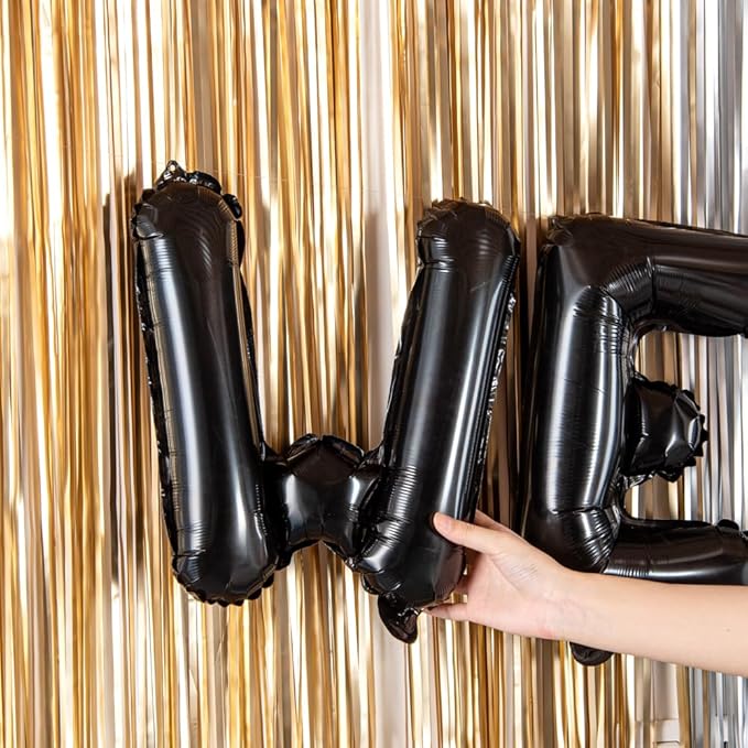 Restaurantware-Balloonify 16 Inch Letter Balloon, 1 Alphabet Party Balloon - Letter W, Self-Sealing, Black Foil Mylar Finish, Hanging Loop, Decoration For Birthday, Wedding, Or Graduation