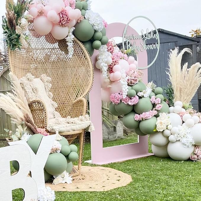 Pastel Pink and Green Balloon Garland Arch Kit 143 Pcs Light Pink Sand White mint Sage Green Balloons for Girl Baby Shower spring Fairy Girls 1st Birthday Party Decorations