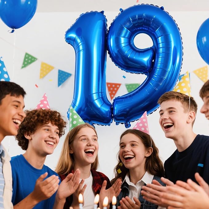 40 Inch Navy blue Number 19 Digital Balloon,Jumbo Mylar Foil Helium Balloon for 19 Balloons for Birthday Party,Wedding Anniversary Party Decorations