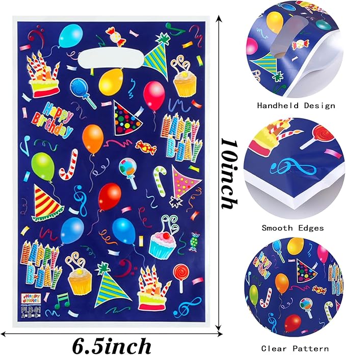 PACKSISTER Durable Plastic Goodie Party Favor Bags with Handles for Birthday, Loot Treat for Return Gifts(20Pcs)