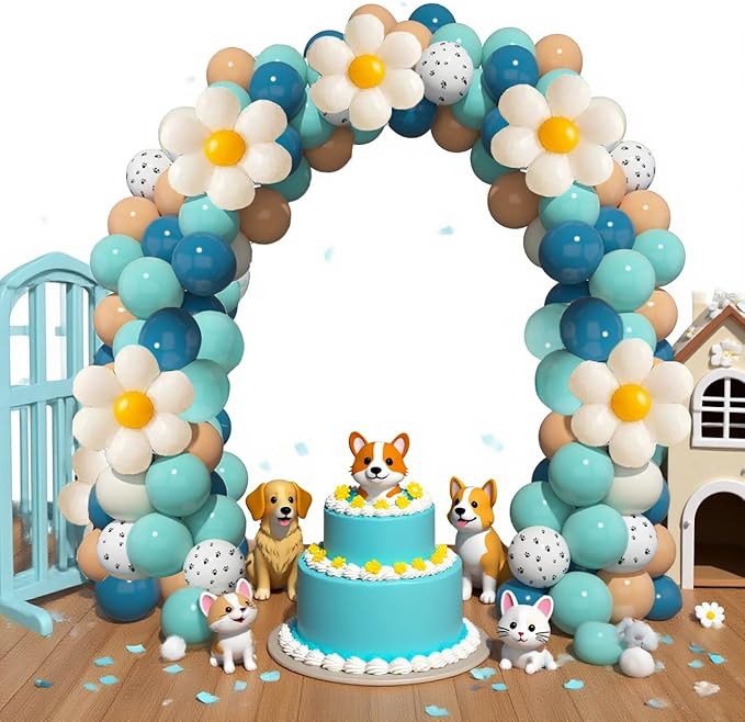 Daisy Balloon Garland Arch Kit,Latex Flower Theme Balloon Combination for Home Party Birthday Engagement Baby Shower Wedding Celebration (Blue)