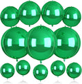 12Pcs Green Round Balloons Foil, 22" 18" 15" 10" 4D Round Ball Balloon, Big Metallic Green Foil Balloons for Baby Shower Wedding Graduations Christmas Safari Jungle Party Decorations Backdrop