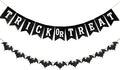 Black Trick or Treat Burlap Banner with Glitter Bat Garland,Halloween Mantel Fireplace Decorations,Pre-Strung Halloween Bunting for Wall Porch Party Indoor Outdoor Decor