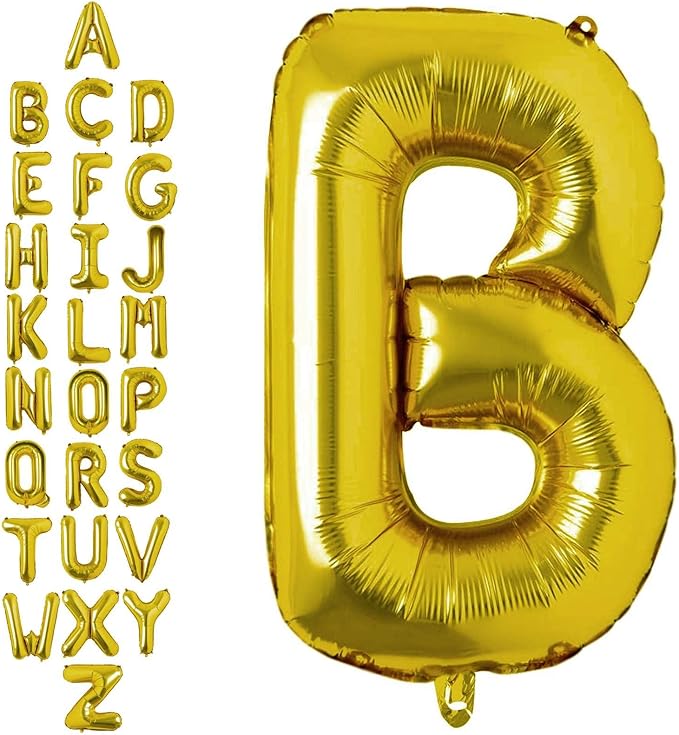 40 Inch Gold Letter B Balloons, DIY Phrase Foil Alphabet Letter B Balloons DIY Word B Banner for Birthday Anniversary Celebration Graduation Party Supplies Decoration