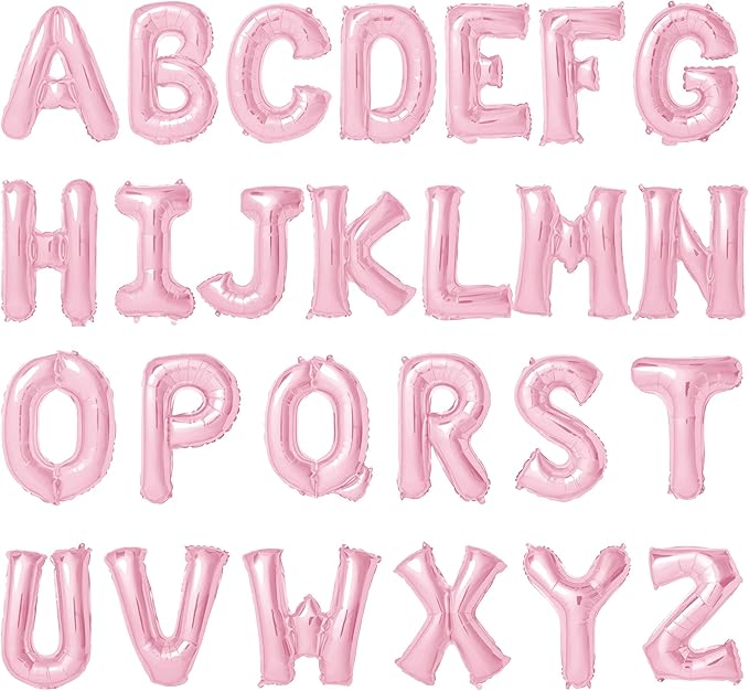 16 Inch pink Letter Balloons Mylar Foil Alphabet Letter A-Z Balloons Set for Wedding Birthday Party Decoration Banner(26pcs Pack,) (Light pink)