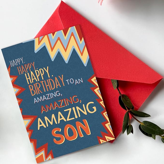 Son Birthday Card, To My Son Birthday Card Gifts from Mom Dad,Gifts for Adult Sons Gift Ideas-8x5.3 Inches, Double-Sided