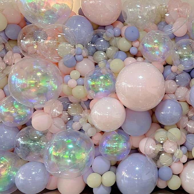 12PCS Iridescent Round Foil Balloons, 22" 15" 10" Large 4D Ball Balloons Holographic Mirror Sphere Balloon for Wedding Baby Shower Mermaid Princess Birthday Party Ceiling Decorations
